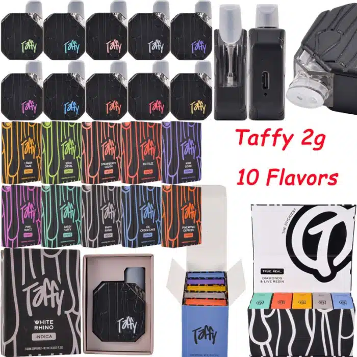 VAPETaffy 2g Disposable Vape Empty Pod Rechargeable Device Wholesale Taffy The Stickiest 10 Flavors 2 Gram 2000mgtaffy g disposable vape empty pod rechargeable device wholesale taffy the stickiest flavors gram mg