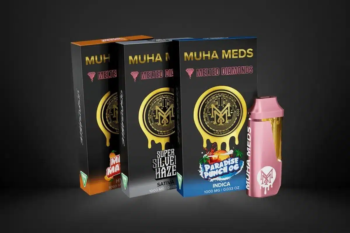 Collection of authentic Muha Meds disposables